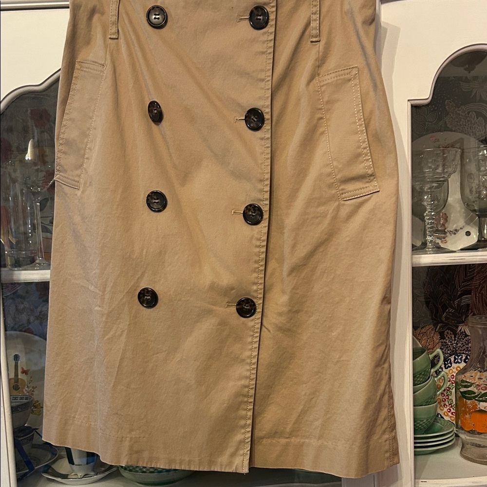 Talbots Tan Double-Breasted Pencil Skirt